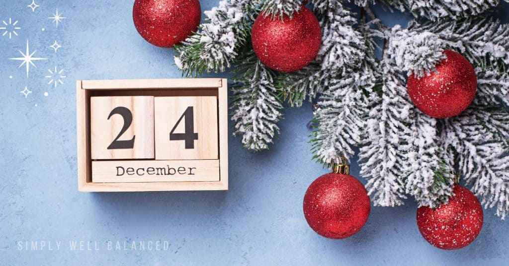 December 24th block calendar - Christmas Eve activities for families. 